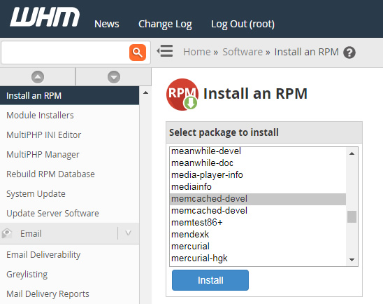 Instalacion RPM memcached